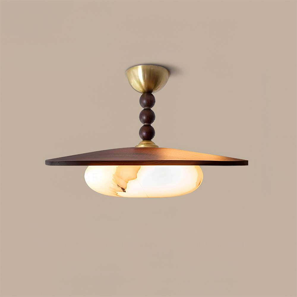 Tovupur Ceiling Light Walnut Color & White Imitation Alabaster