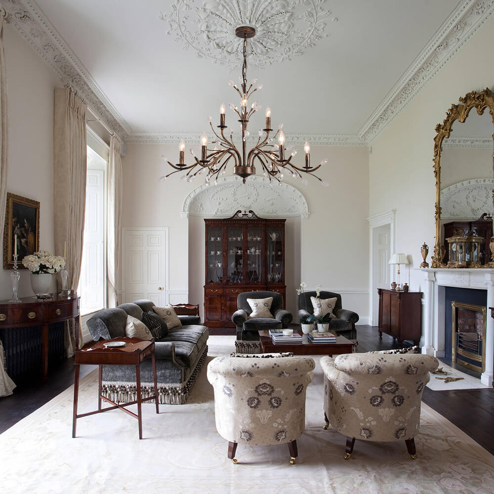 Jorne Vintage Antique Floral Crystal Chandelier