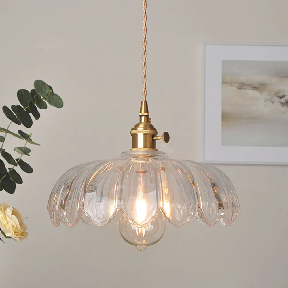 Rumibamo Retro LED Pendant Light Colourful Glass/Metal Flower Dining Room
