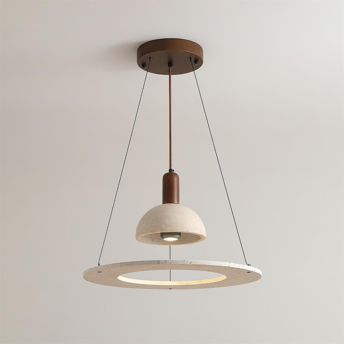 Valenise Travertine Dome & Ring Pendant Lamp