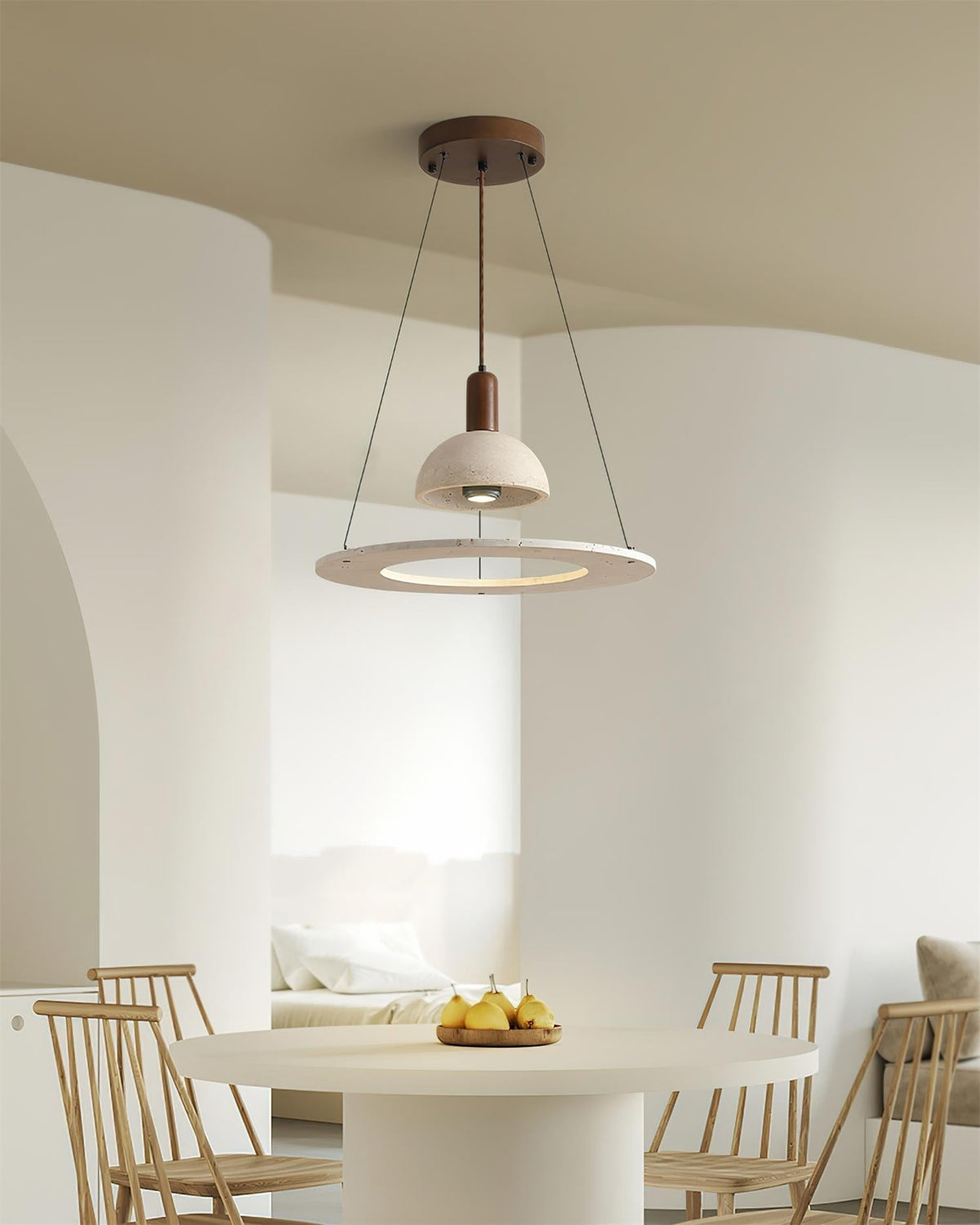 Valenise Travertine Dome & Ring Pendant Lamp