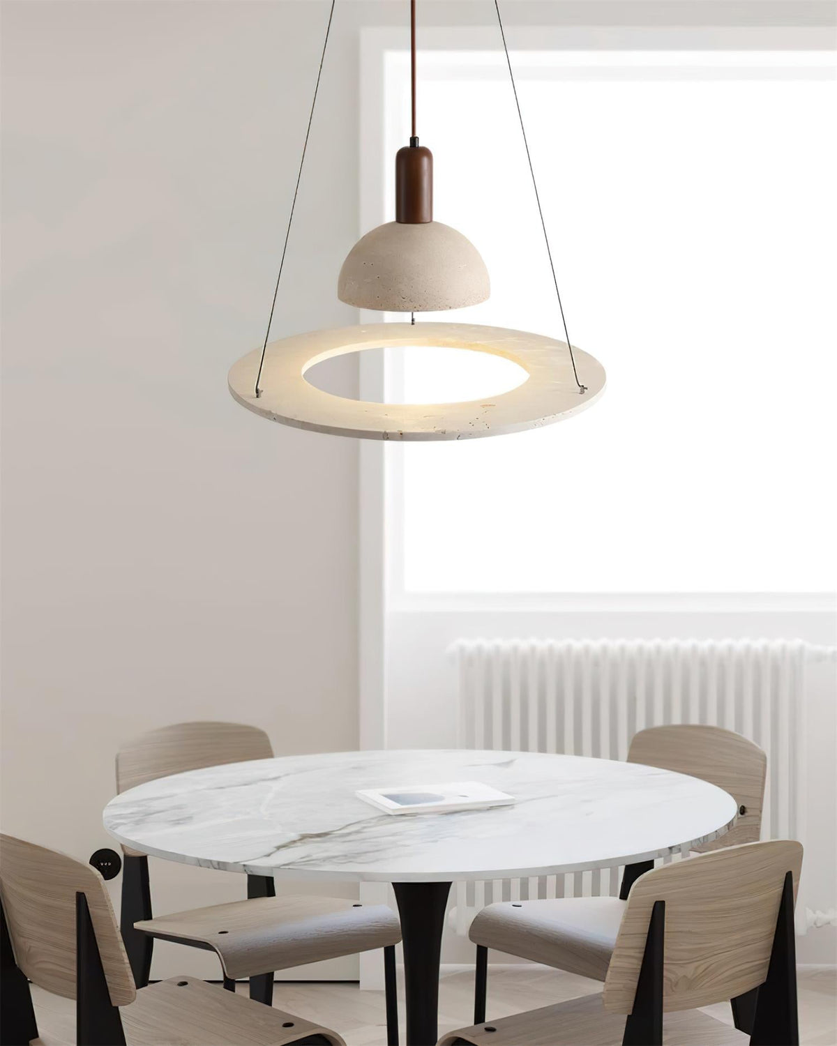 Valenise Travertine Dome & Ring Pendant Lamp