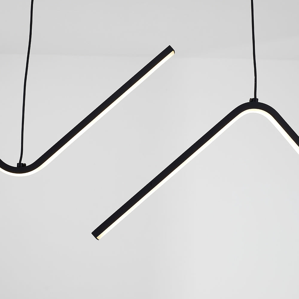 Daragin Modern Wavy linear Pendant Light Double, Black/Gold