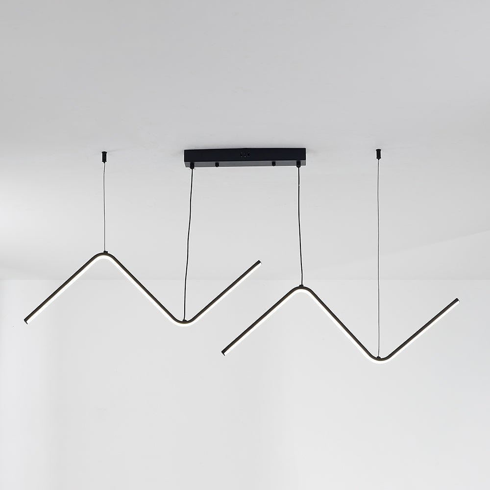 Daragin Modern Wavy linear Pendant Light Double, Black/Gold