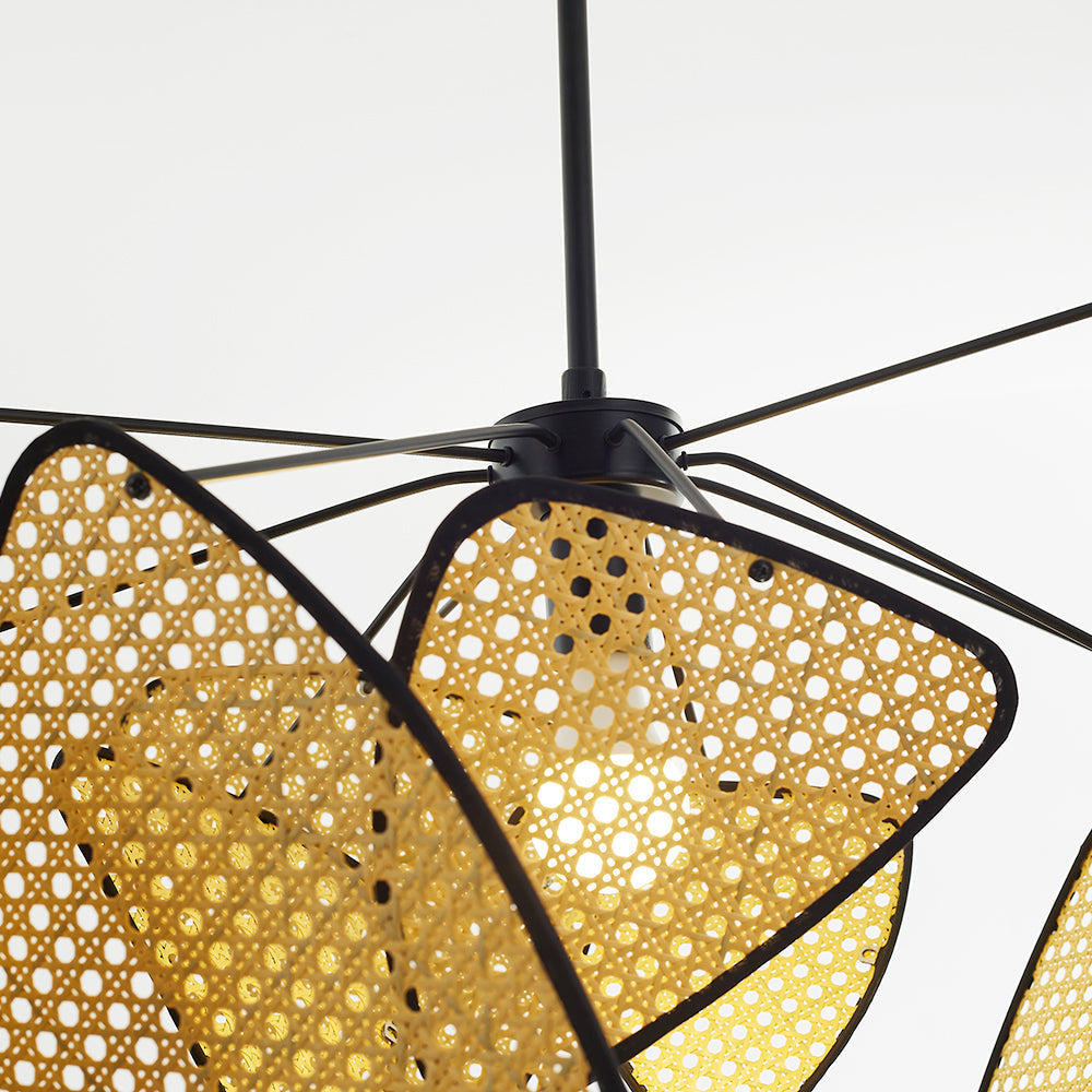 Borekus Pendant Light Leaf Grid, Rattan/Metal, Bedroom