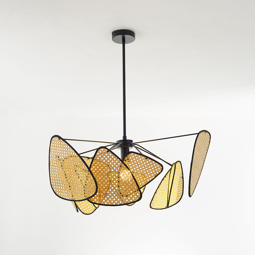Borekus Pendant Light Leaf Grid, Rattan/Metal, Bedroom