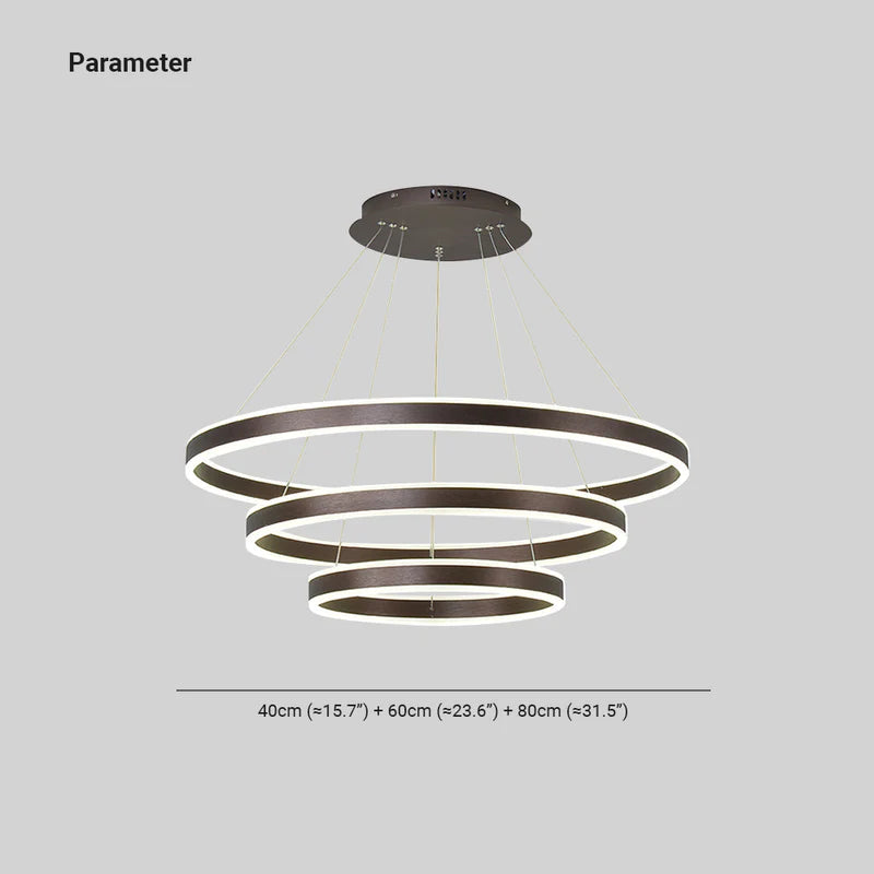 Huvusir Moderne Minimaliste Coffee LED Pendant Light, 3 Ring