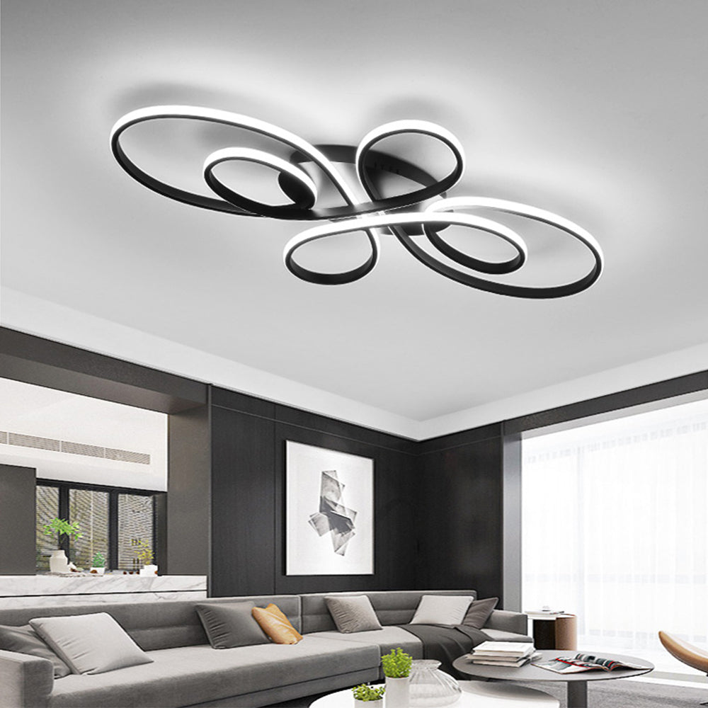 Rori Modern LED Multi Rings Flush Mount Ceiling Light, Brown/White-Neutral Decor