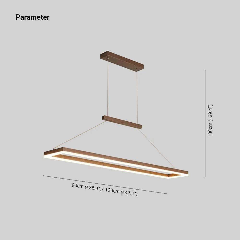 Nexil Modern Rectangular Hanging Pendant Light, Gold/Coffee-Neutral Decor