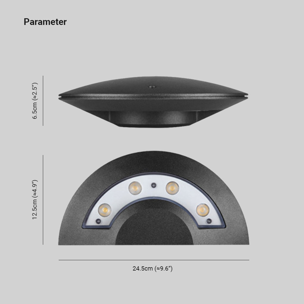 Kineped Wall Lamp Flying Saucer, Metal LED, Black, Outdoor