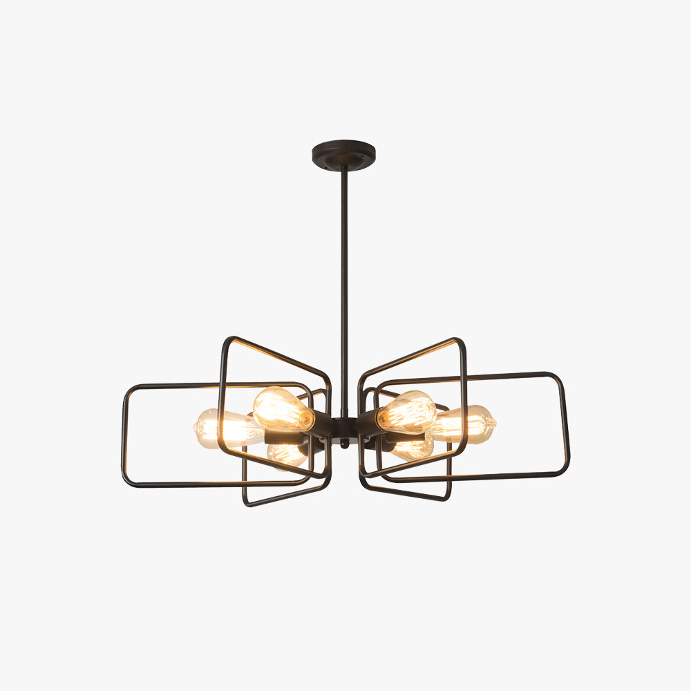 Zamidet Industrial LED Chandelier Black Metal Living Room/Bedroom