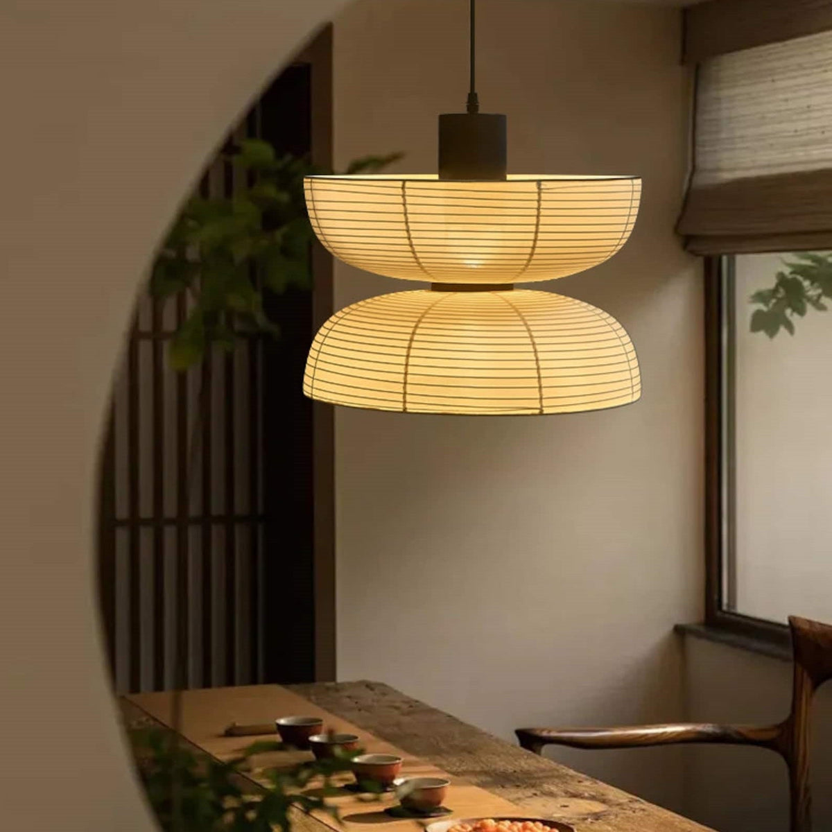 Sivumeka Pendant Light Neutral Paper Modern Fabric White
