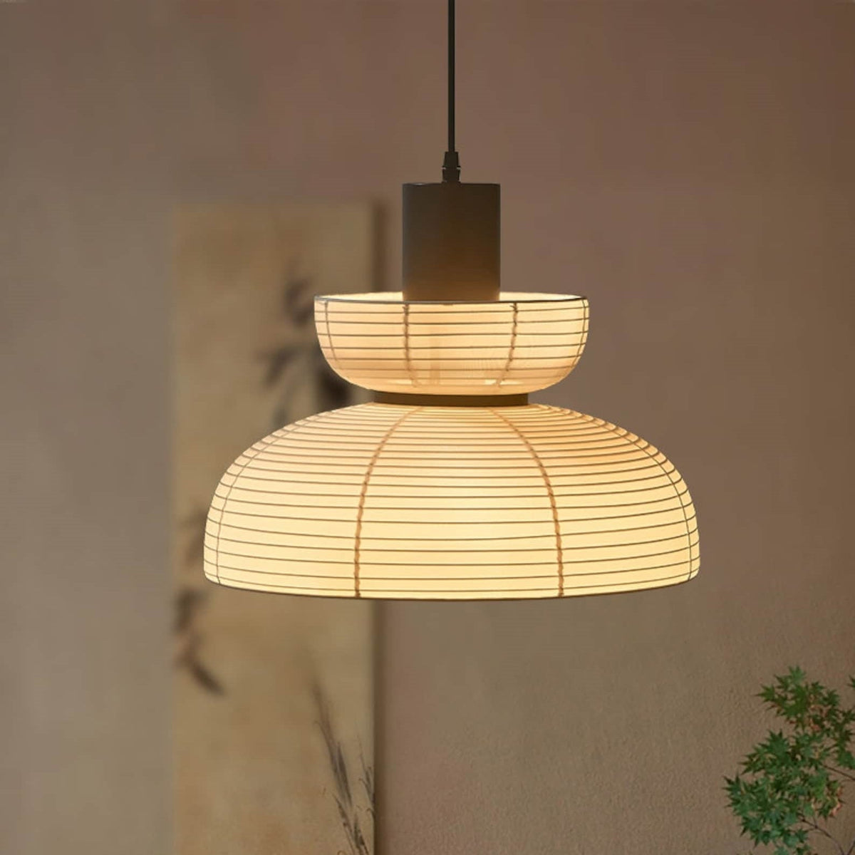 Sivumeka Pendant Light Neutral Paper Modern Fabric White