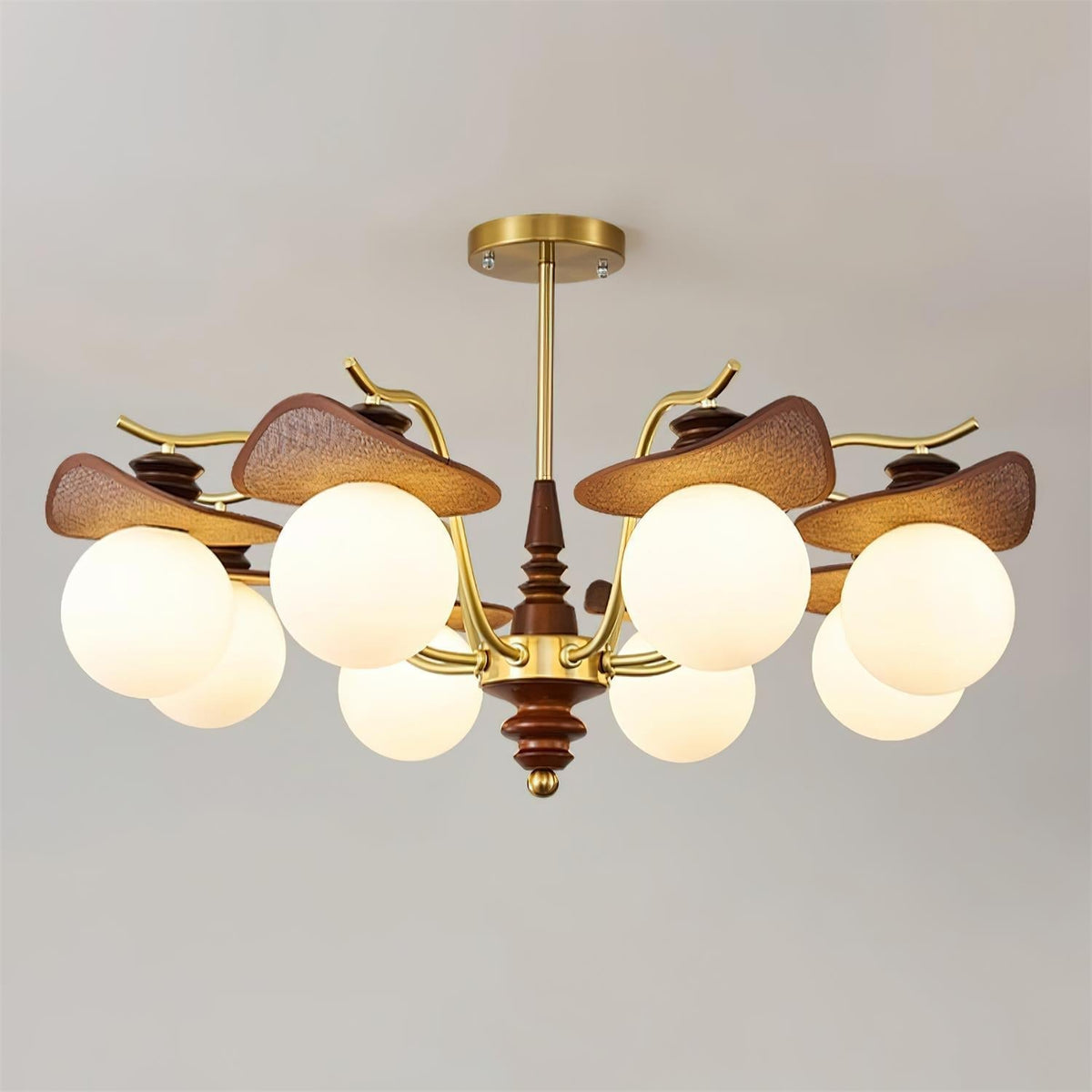 Wood-Globe Chandelier