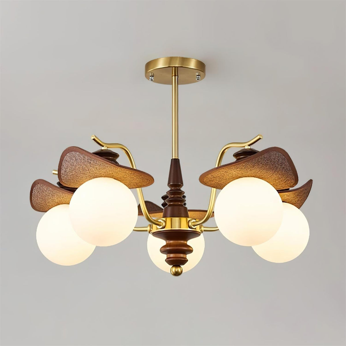 Wood-Globe Chandelier