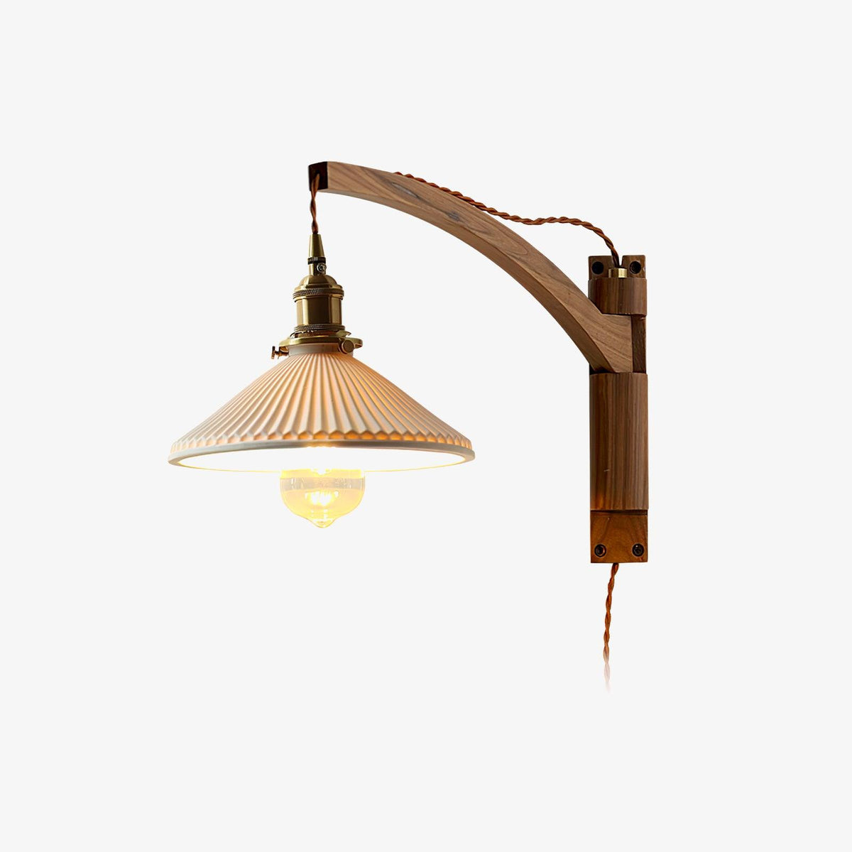 Esviel Nordic Art Swing Arm Walnut Ceramic Wall Light
