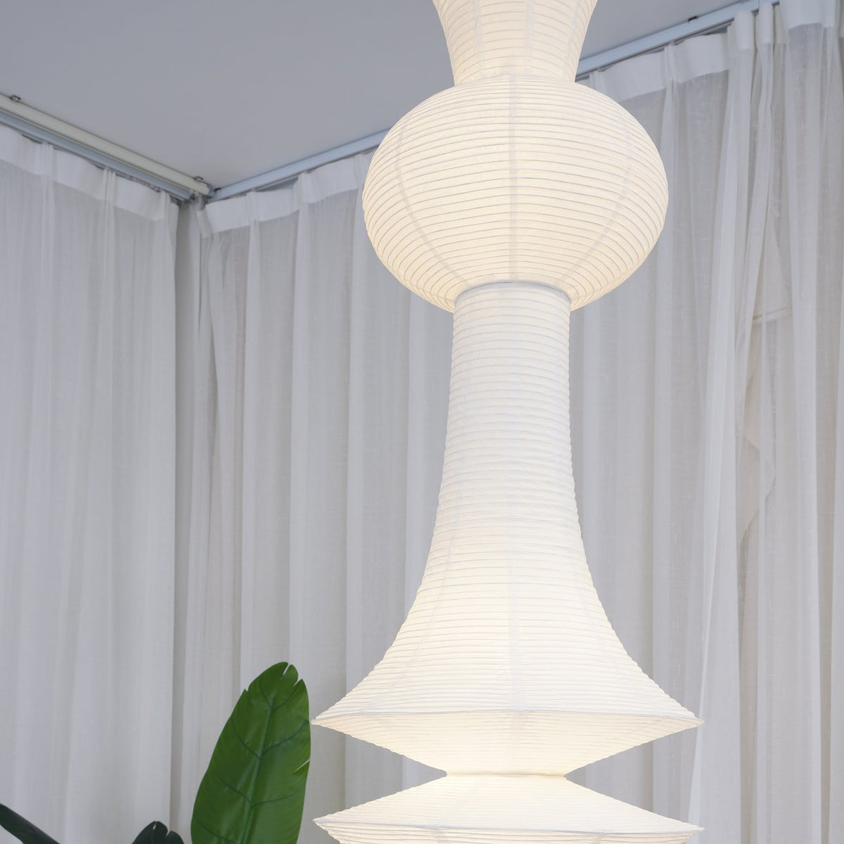 Cesekal Sculptural Paper Vertical Pendant Light