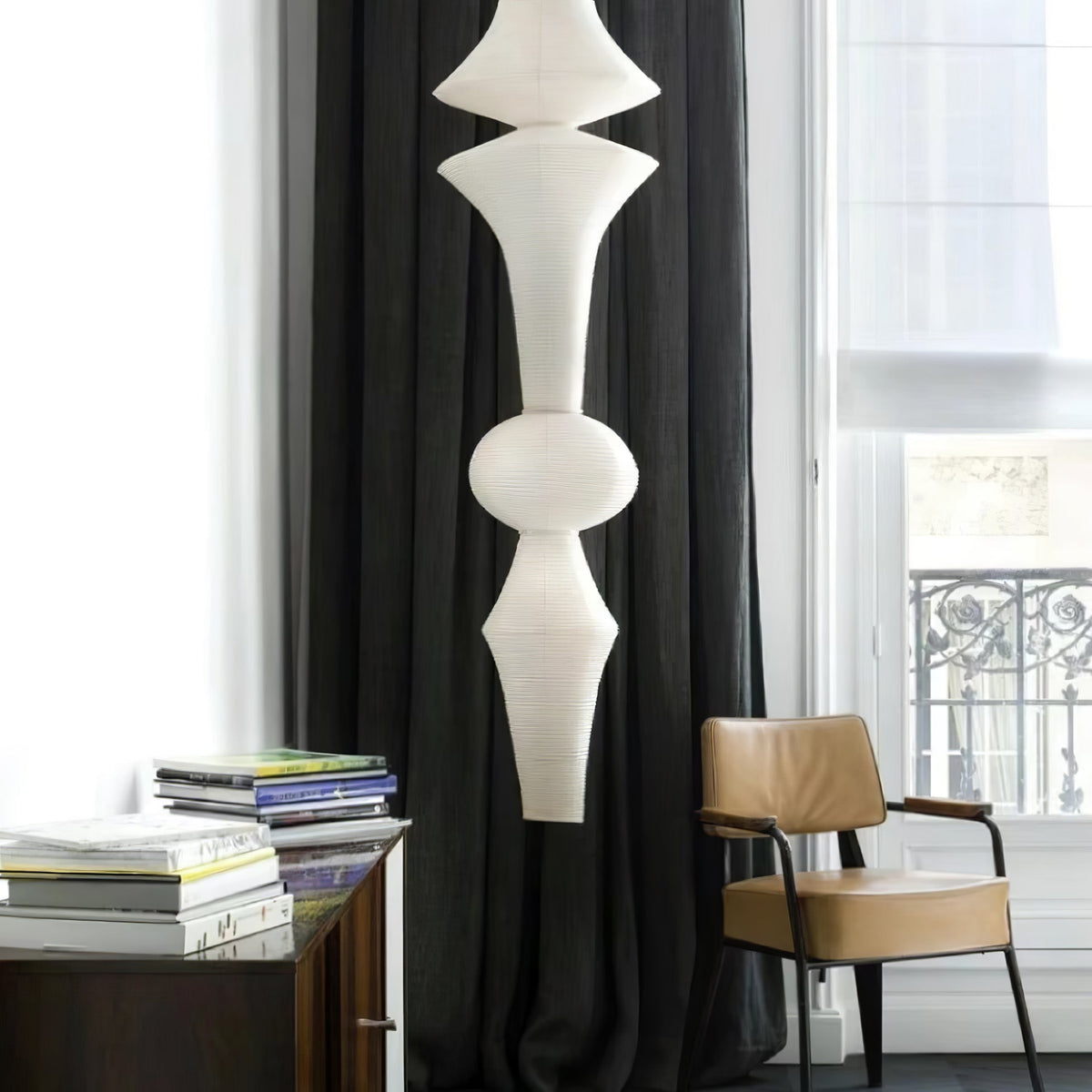 Cesekal Sculptural Paper Vertical Pendant Light