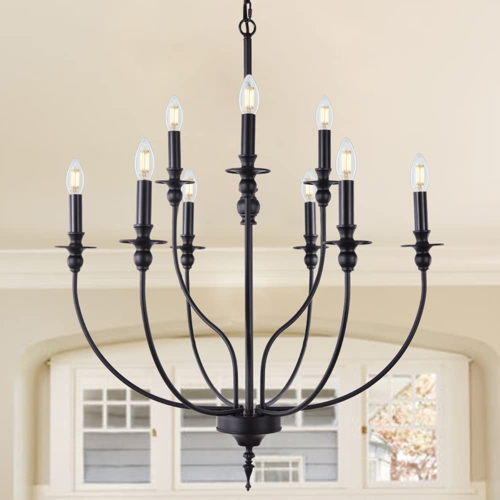 Tesulal Modern LED Chandelier Black Metal Bedroom Living Room