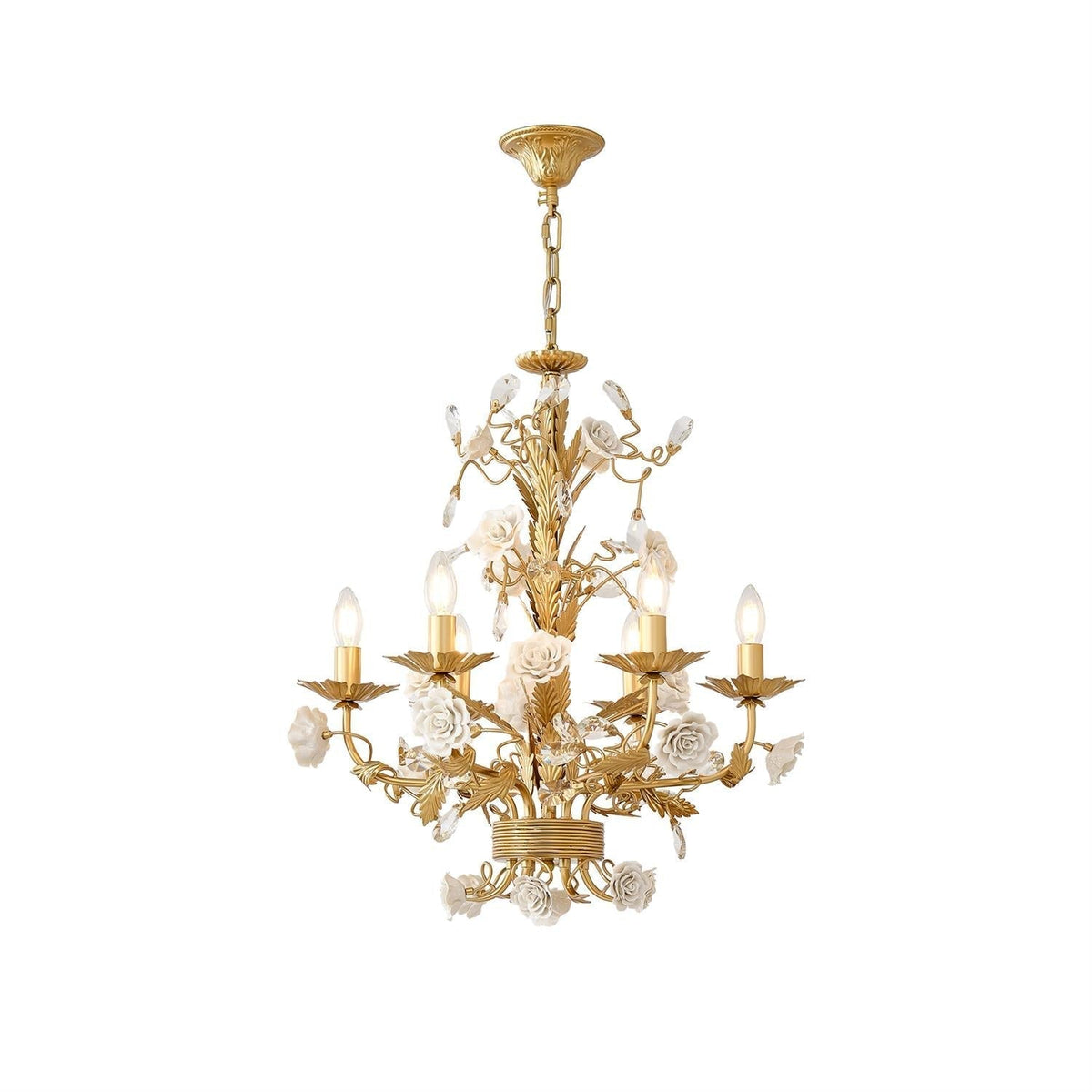 Cyraneon Postmodern Luxury Rose White Crystal Chandelier