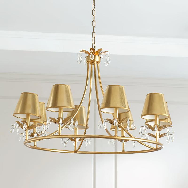 Elyorella Vintage Industrial Brass Crystal Chandelier
