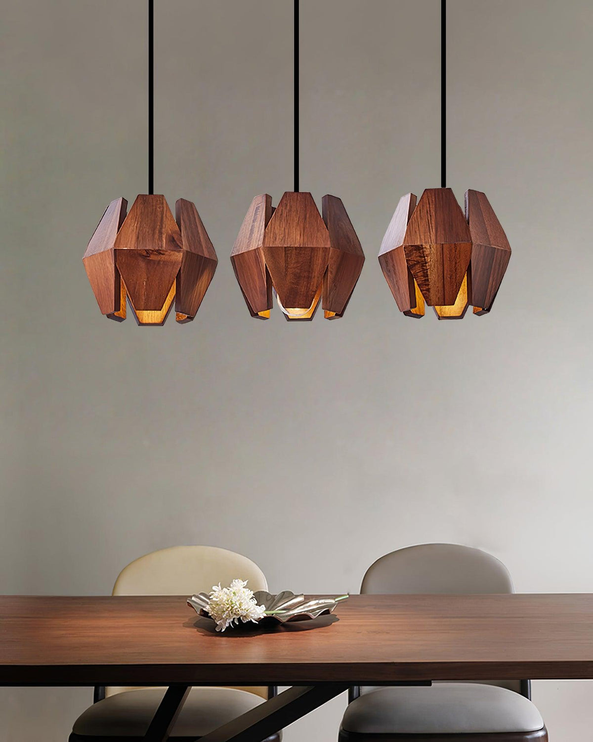 Miro Pendant Lamp Geometric Wood Shade Warm Glow Nordic Minimalist Accent