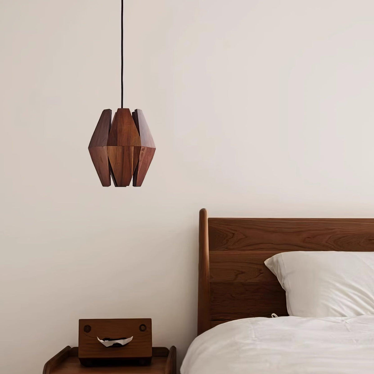 Miro Pendant Lamp Geometric Wood Shade Warm Glow Nordic Minimalist Accent