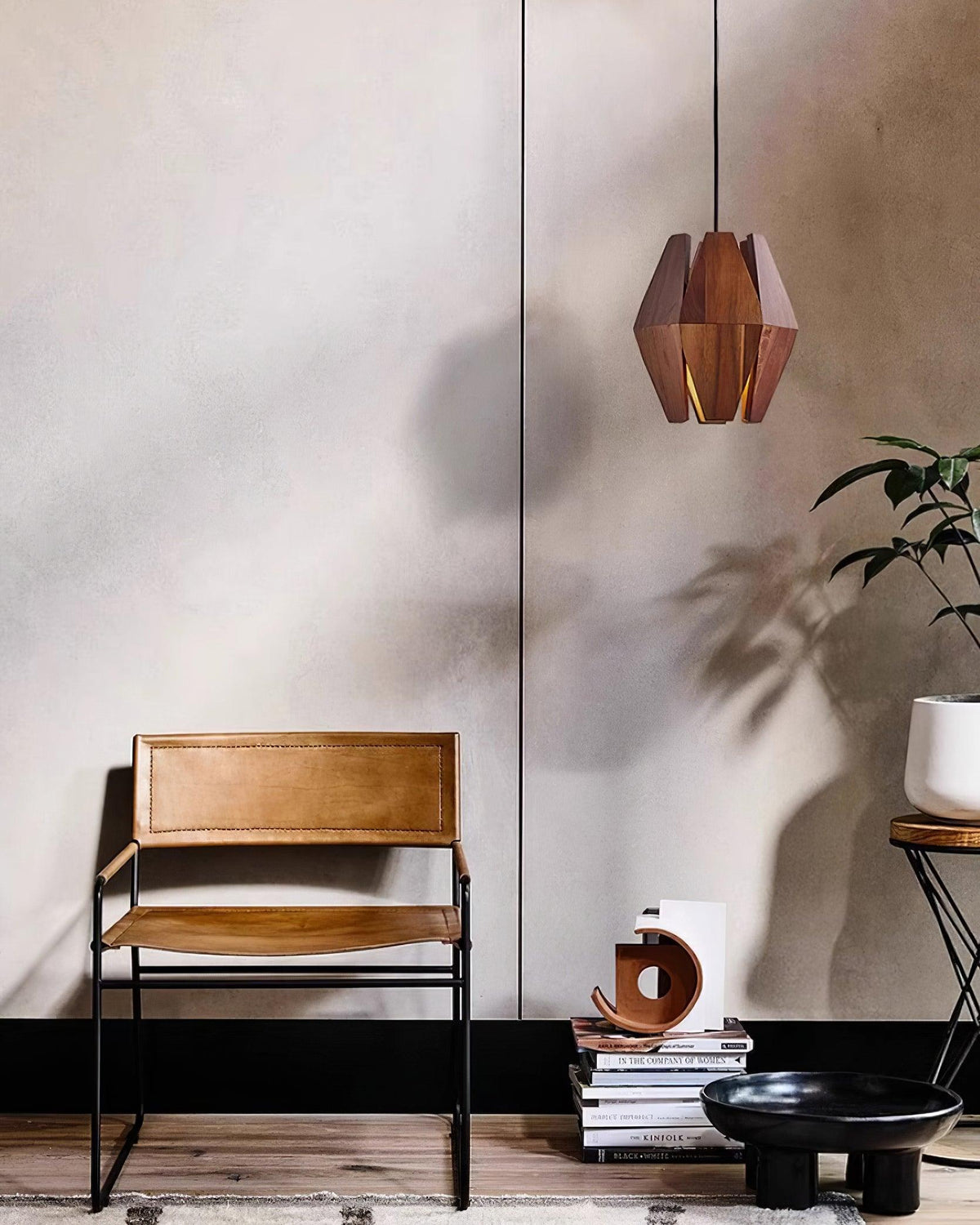 Miro Pendant Lamp Geometric Wood Shade Warm Glow Nordic Minimalist Accent