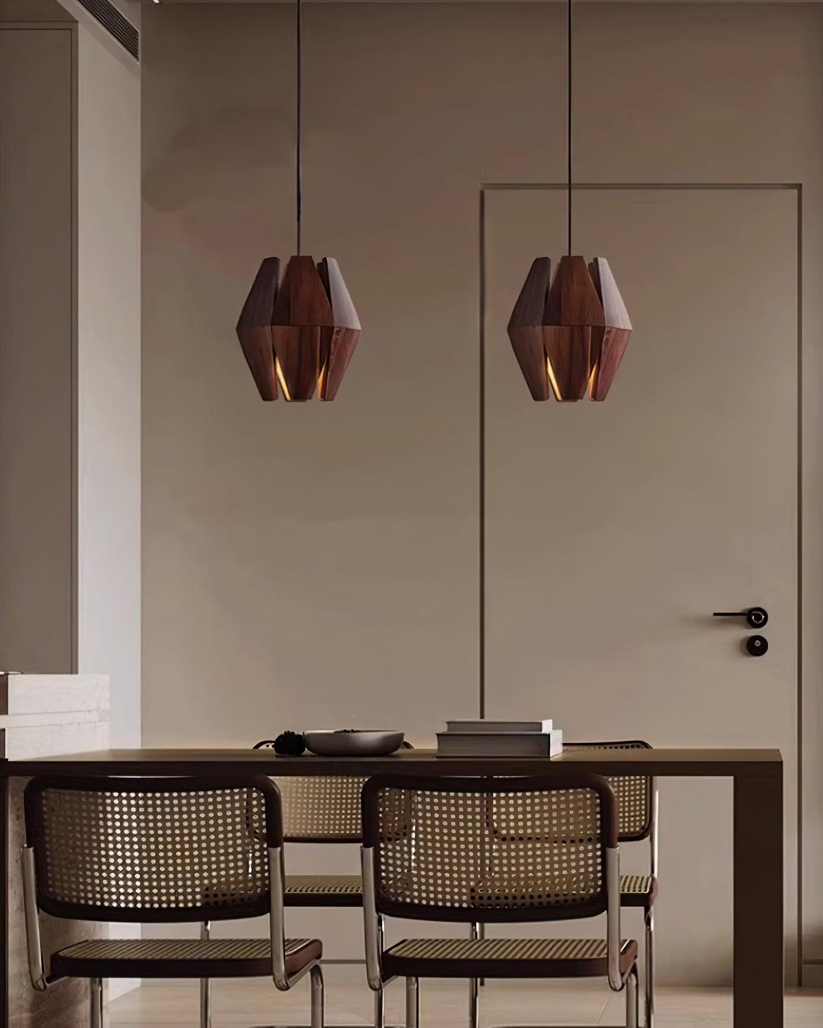 Miro Pendant Lamp Geometric Wood Shade Warm Glow Nordic Minimalist Accent