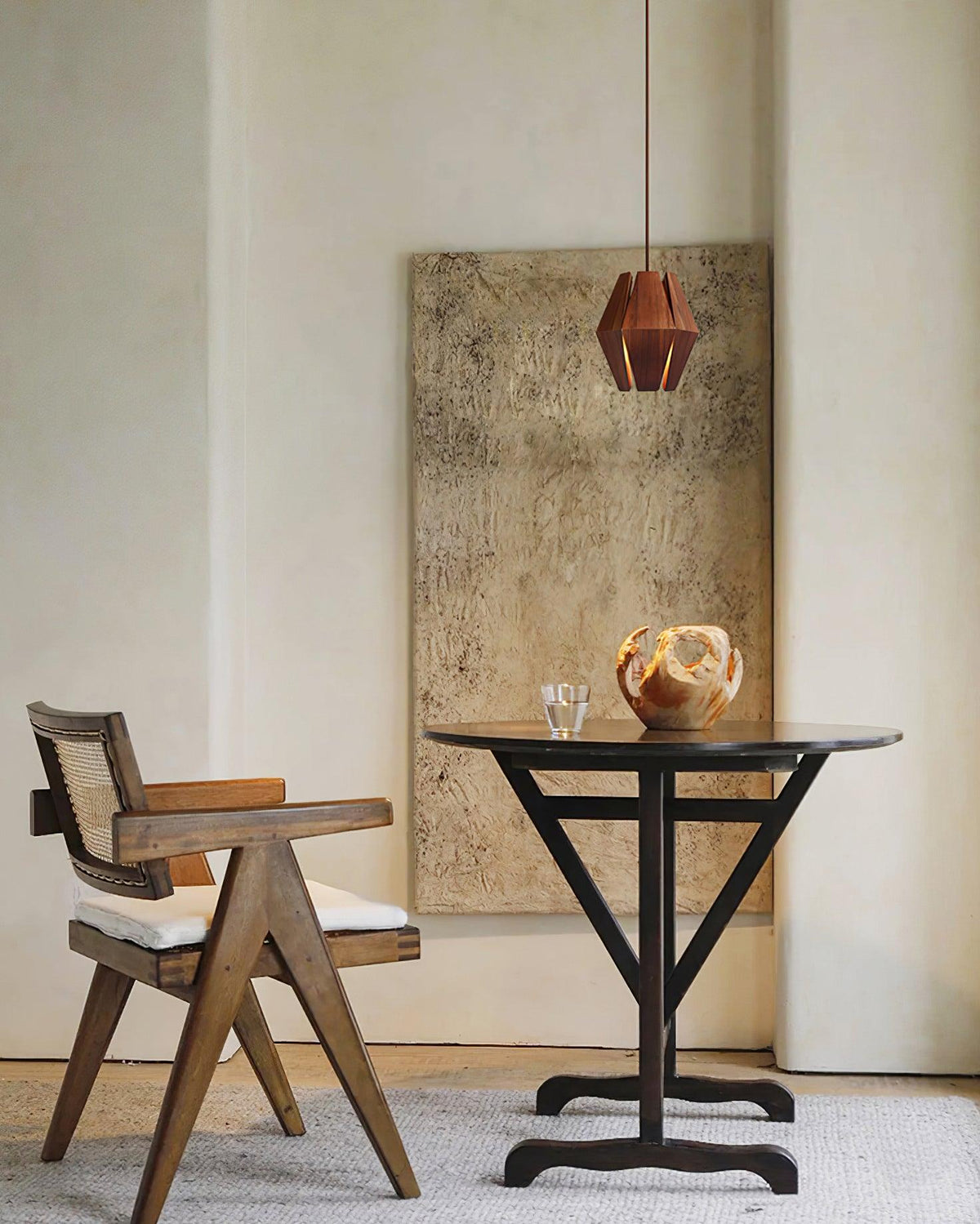 Miro Pendant Lamp Geometric Wood Shade Warm Glow Nordic Minimalist Accent