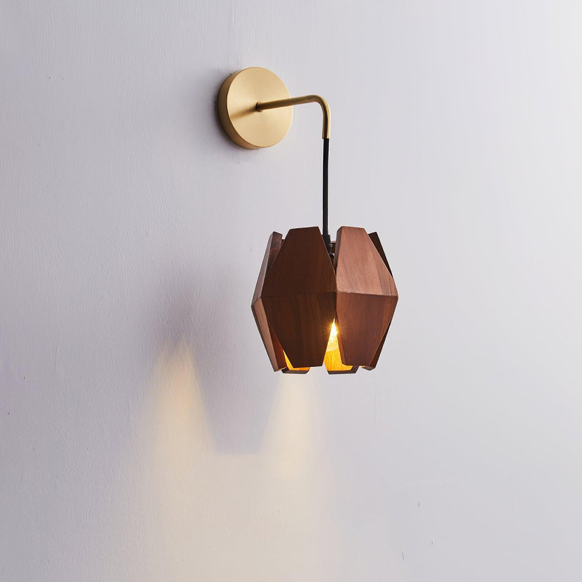 Wall Lamp Geometric Wood Shade Warm Glow Nordic Minimalist Accent