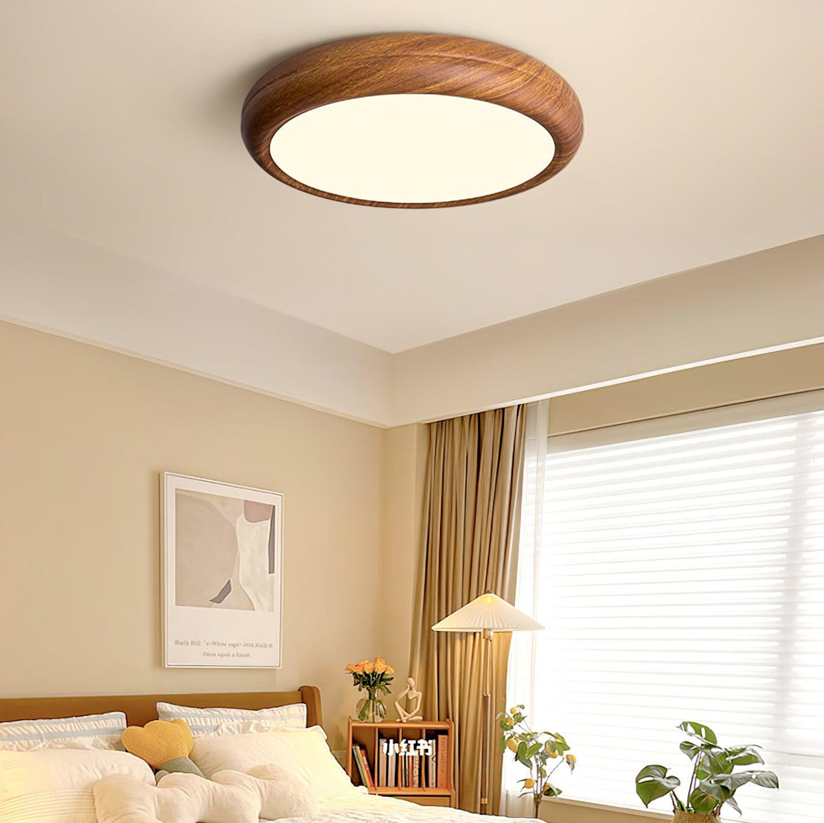 Elda Wood Wood Grain Round Ceiling  Light