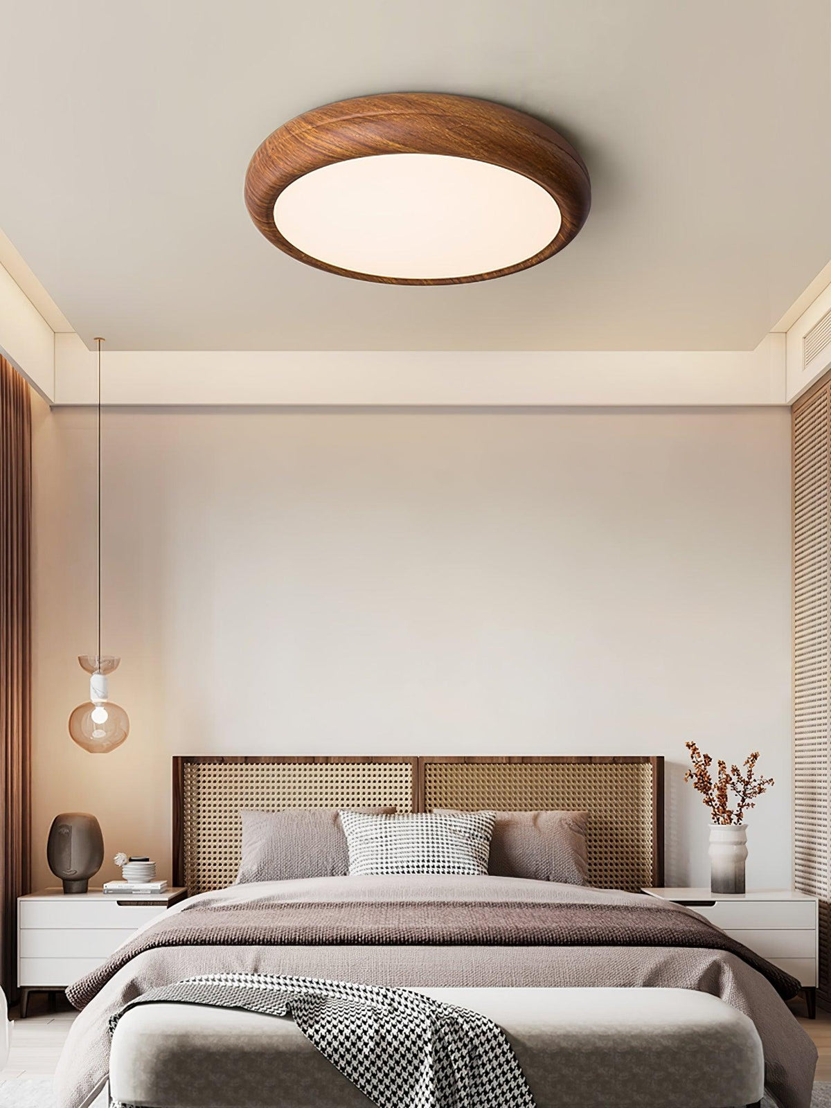 Elda Wood Wood Grain Round Ceiling  Light