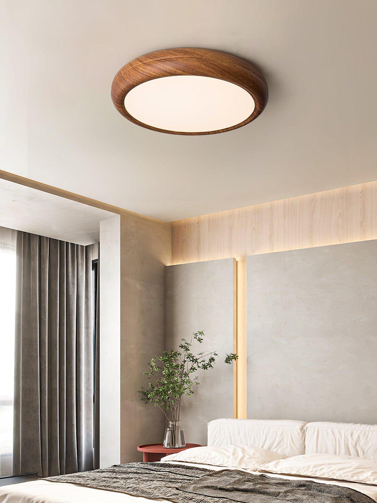 Elda Wood Wood Grain Round Ceiling  Light