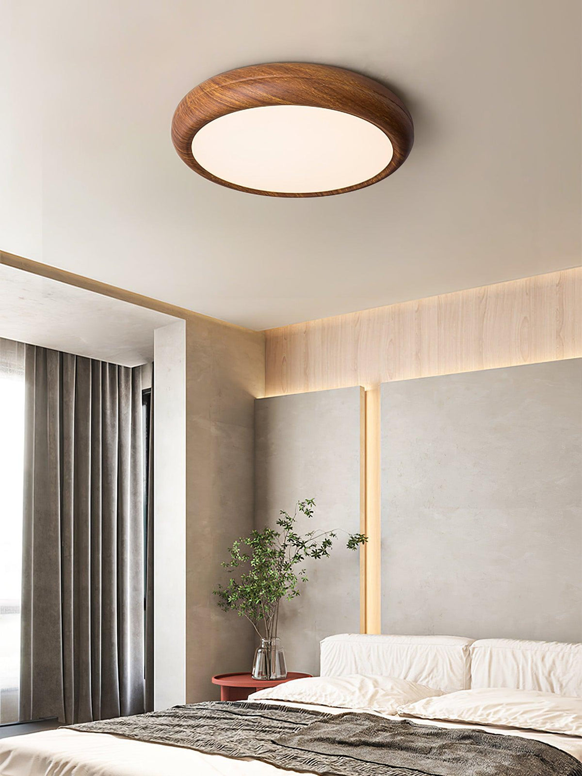 Elda Wood Wood Grain Round Ceiling  Light