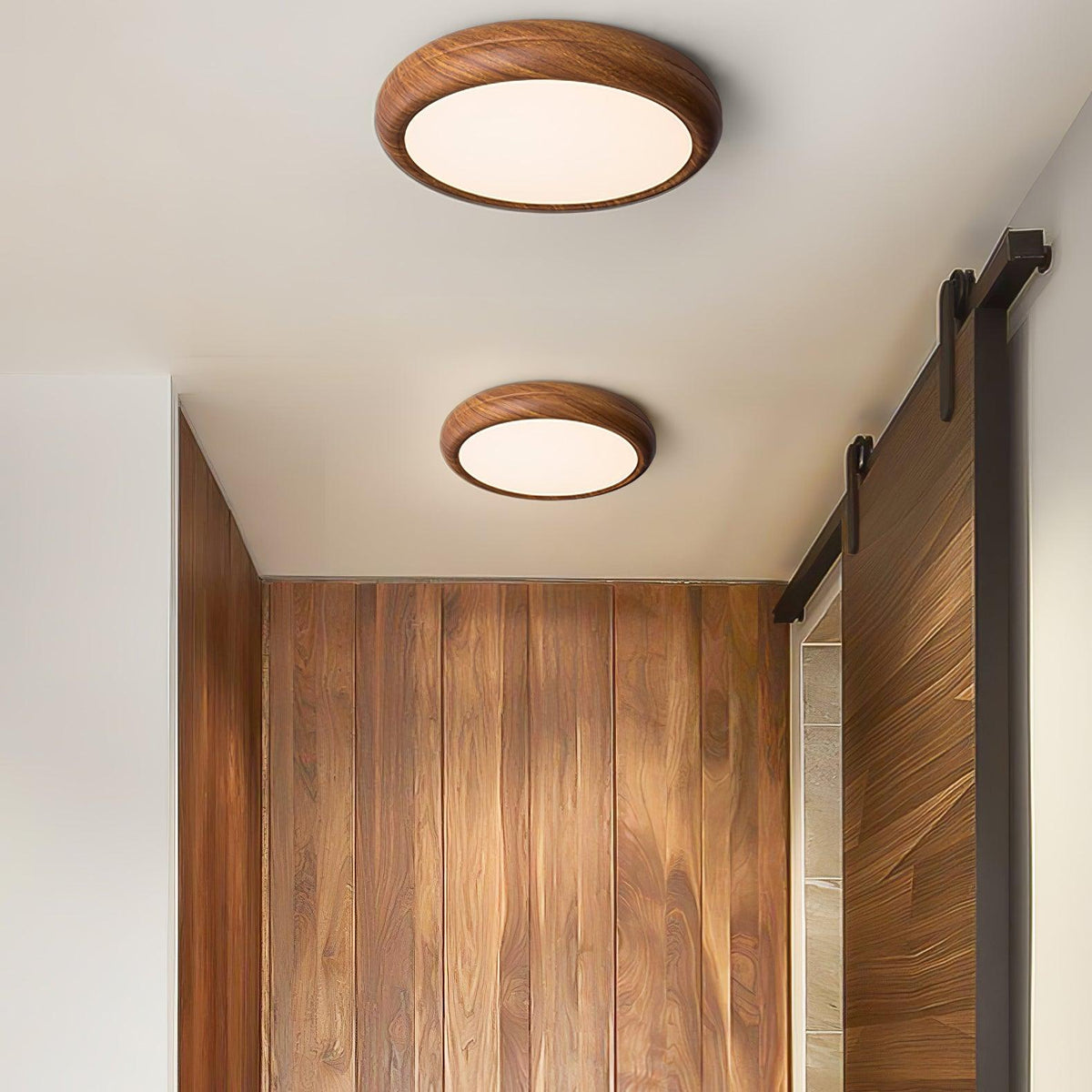 Elda Wood Wood Grain Round Ceiling  Light