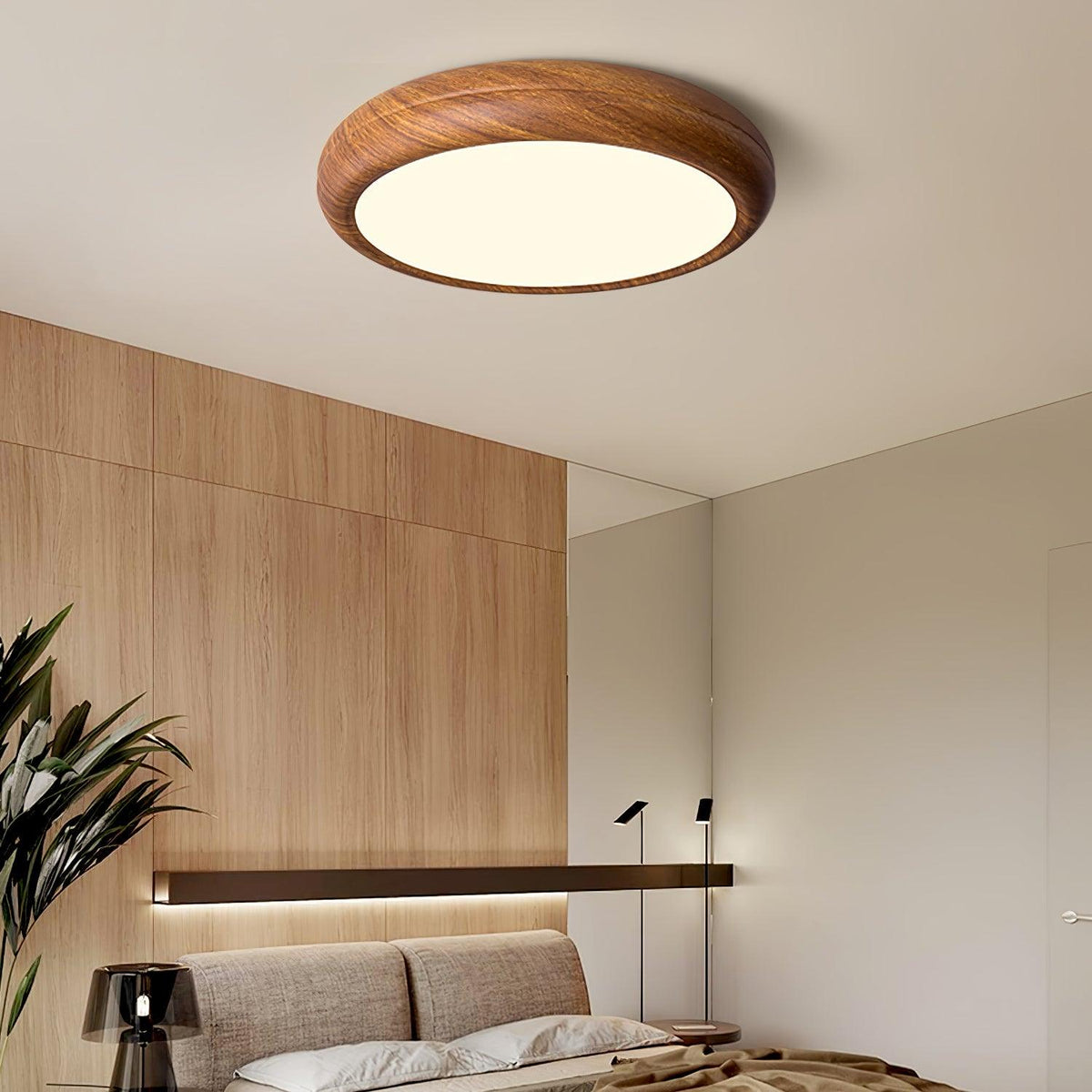Elda Wood Wood Grain Round Ceiling  Light