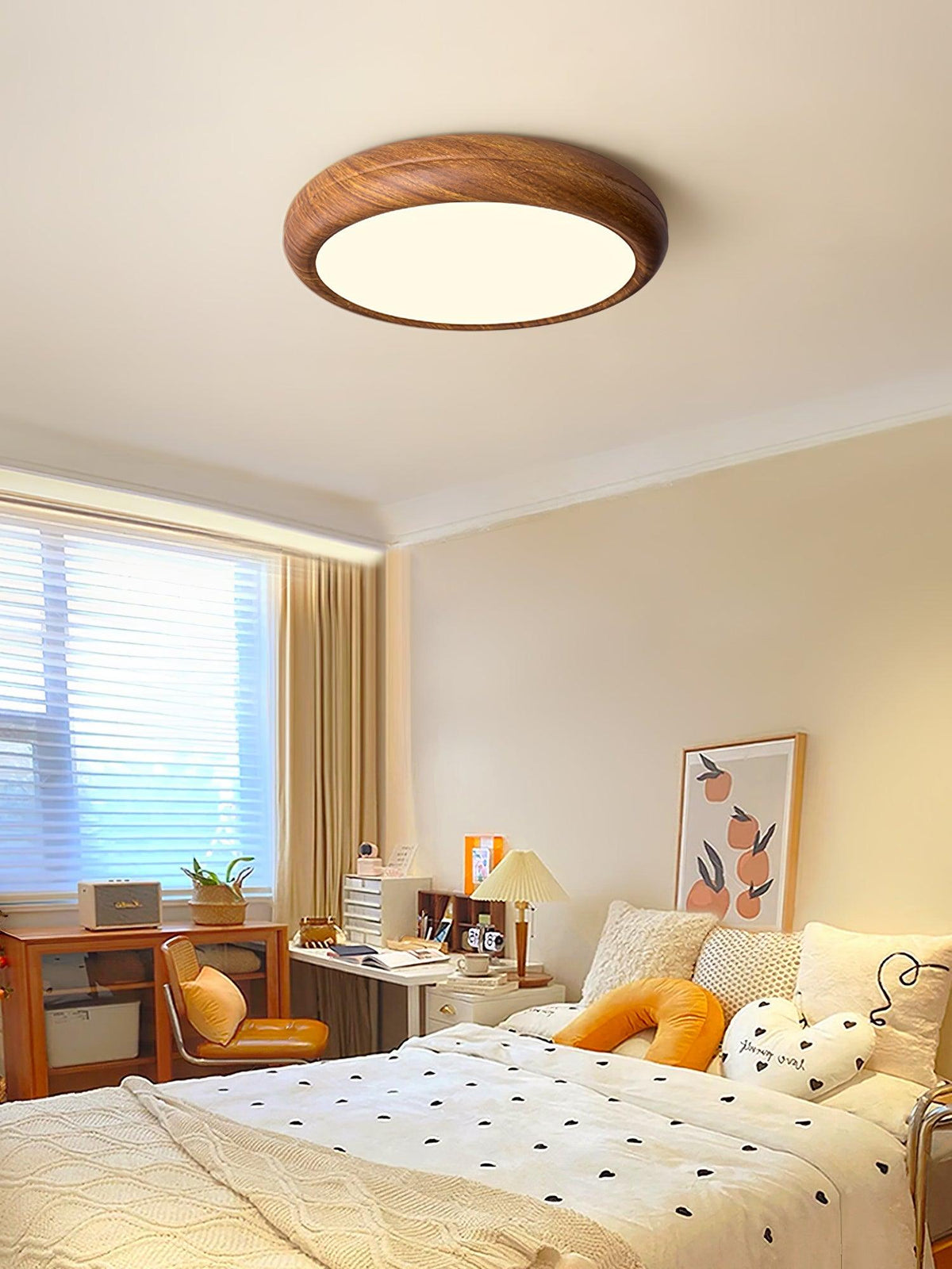 Elda Wood Wood Grain Round Ceiling  Light
