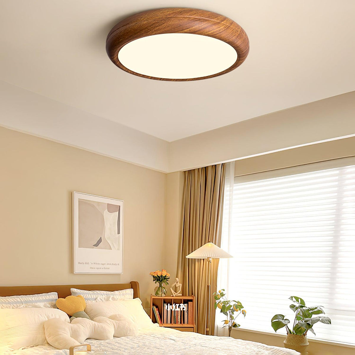 Gigenek Wood Grain Round Ceiling Light