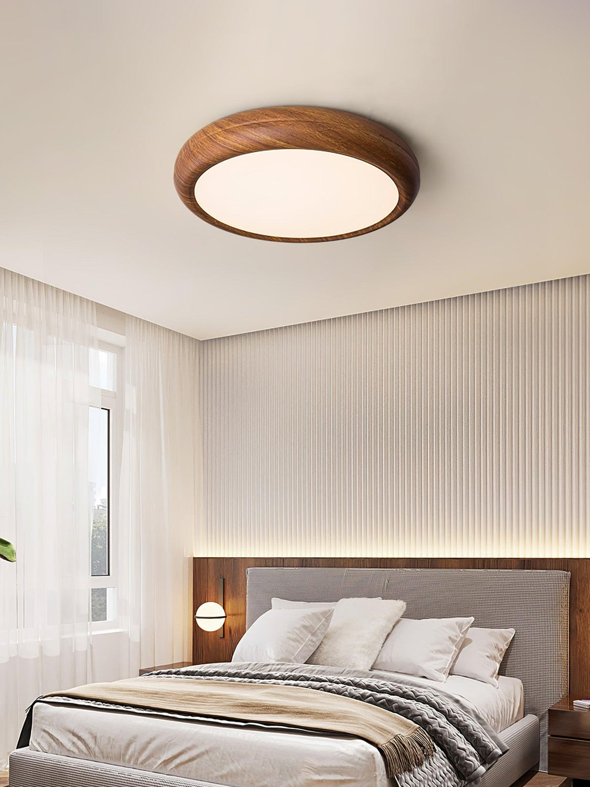 Elda Wood Wood Grain Round Ceiling  Light