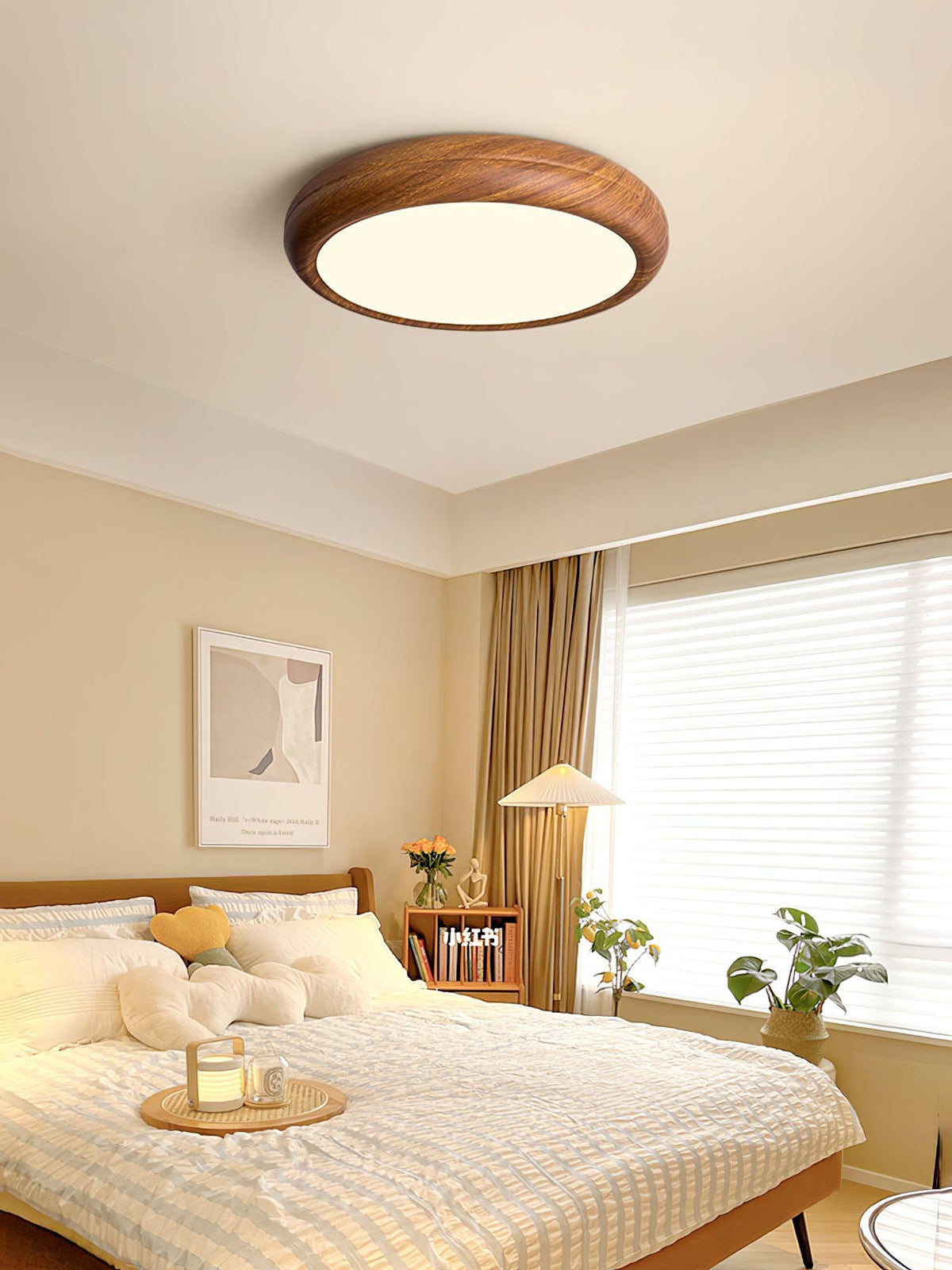 Elda Wood Wood Grain Round Ceiling  Light