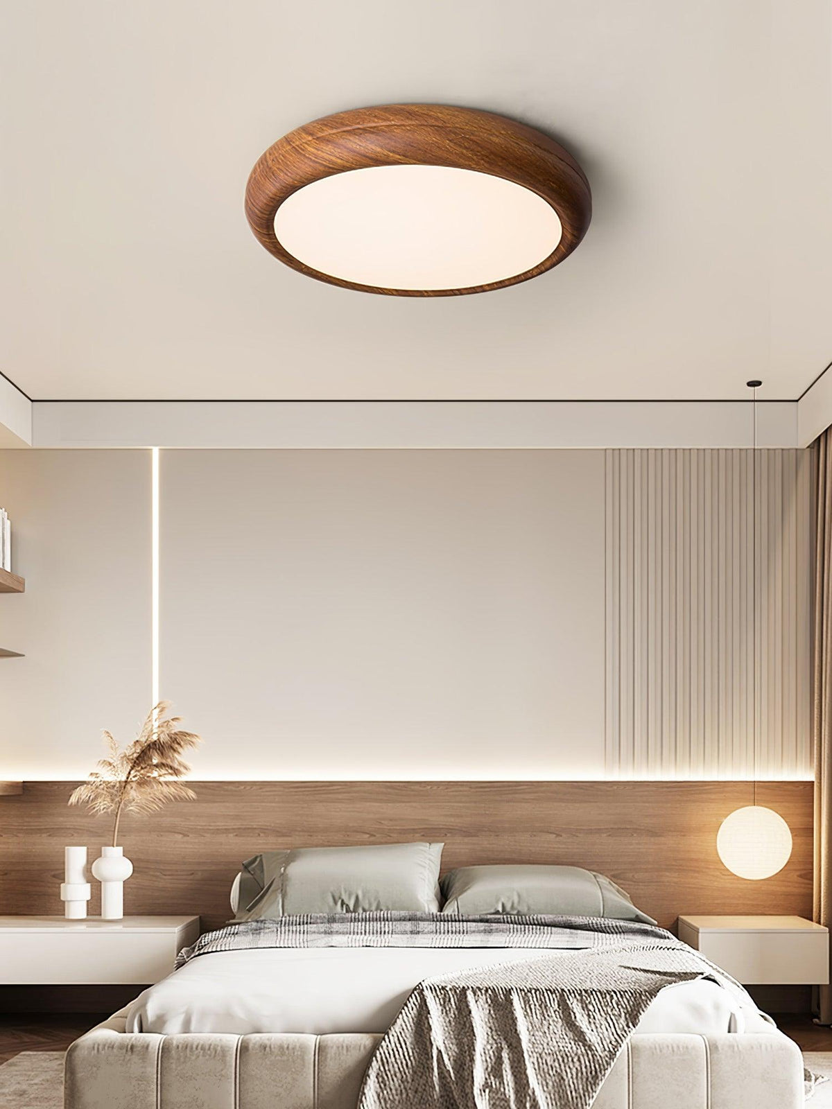 Elda Wood Wood Grain Round Ceiling  Light