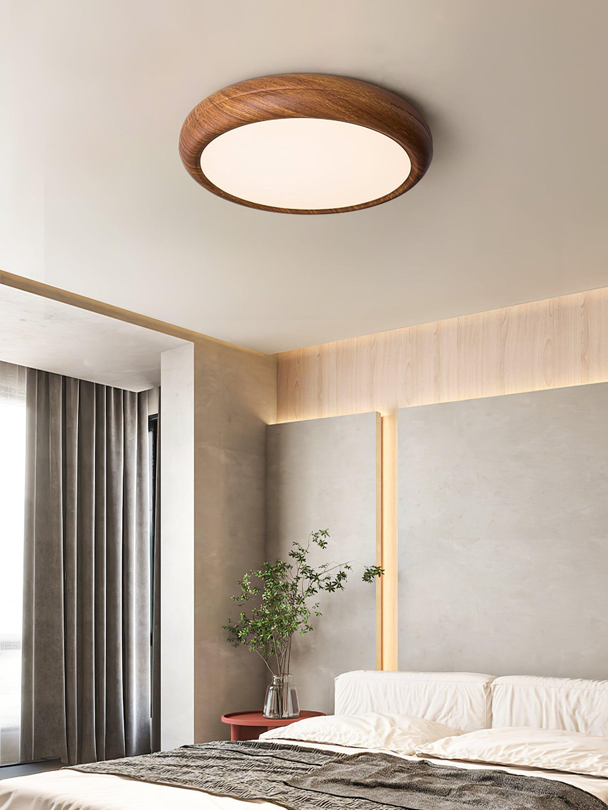 Elda Wood Wood Grain Round Ceiling  Light