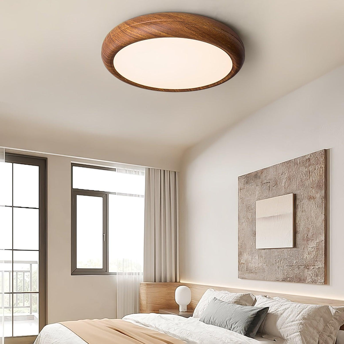 Gigenek Wood Grain Round Ceiling Light