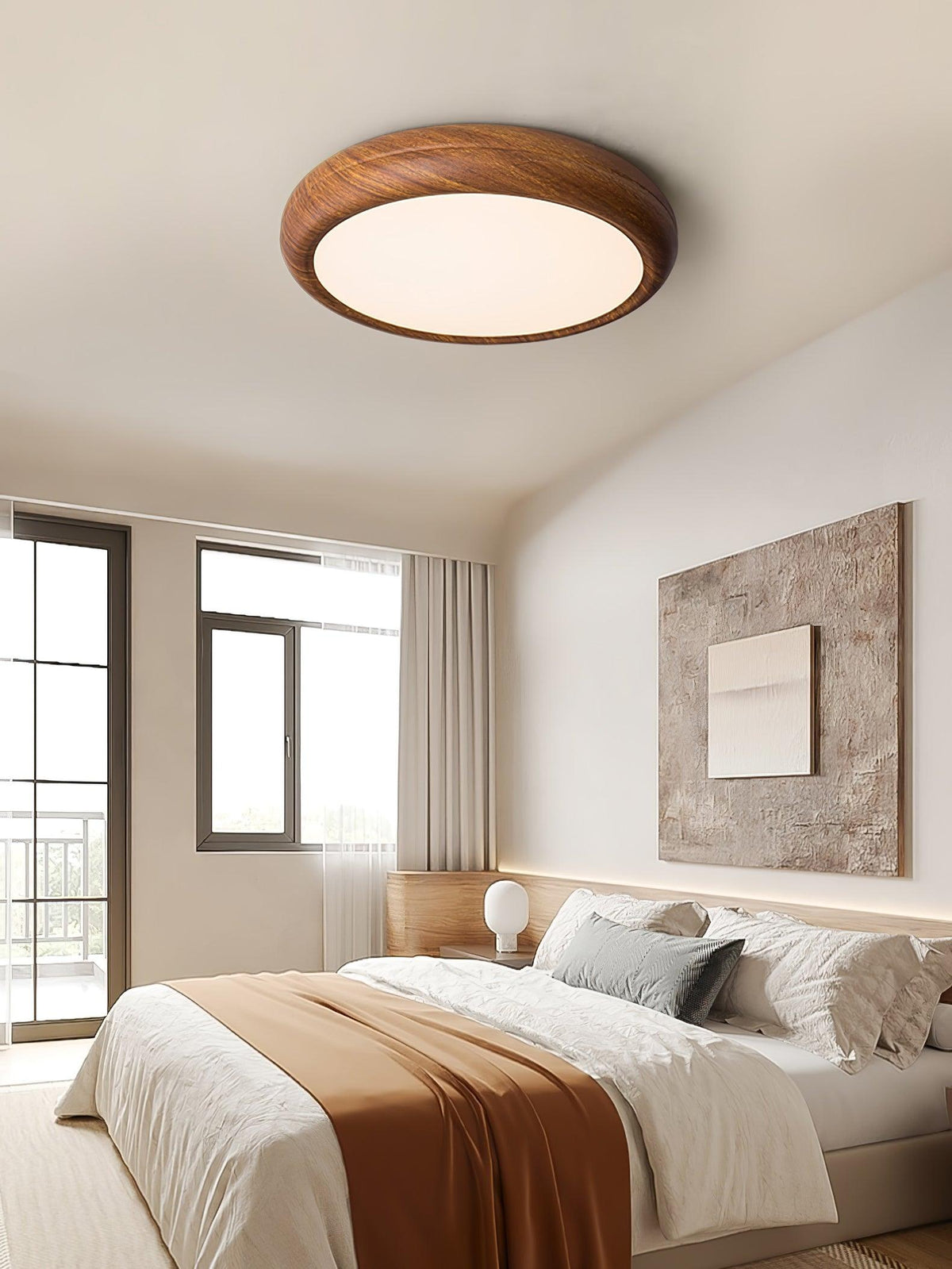 Elda Wood Wood Grain Round Ceiling  Light