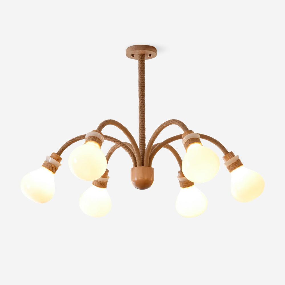 Okai Wood  Hemp Rope Chandelier