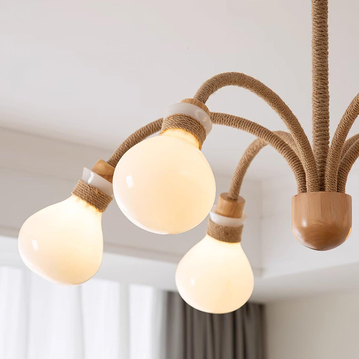 Okai Wood  Hemp Rope Chandelier
