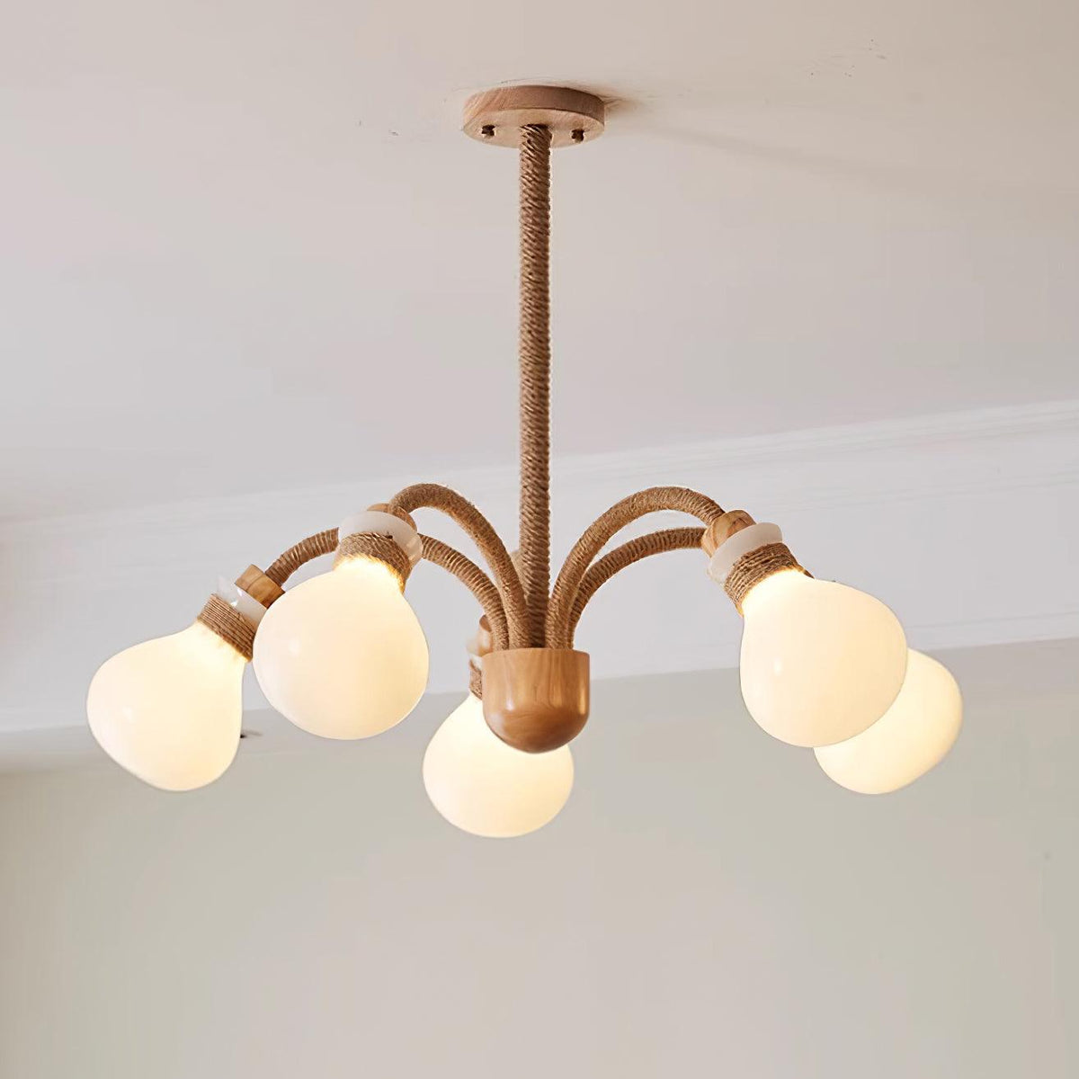 Okai Wood  Hemp Rope Chandelier