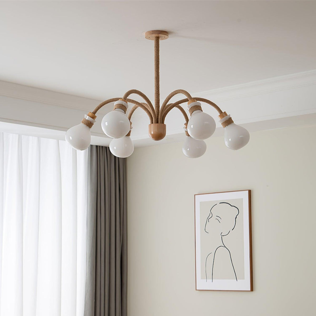 Okai Wood  Hemp Rope Chandelier