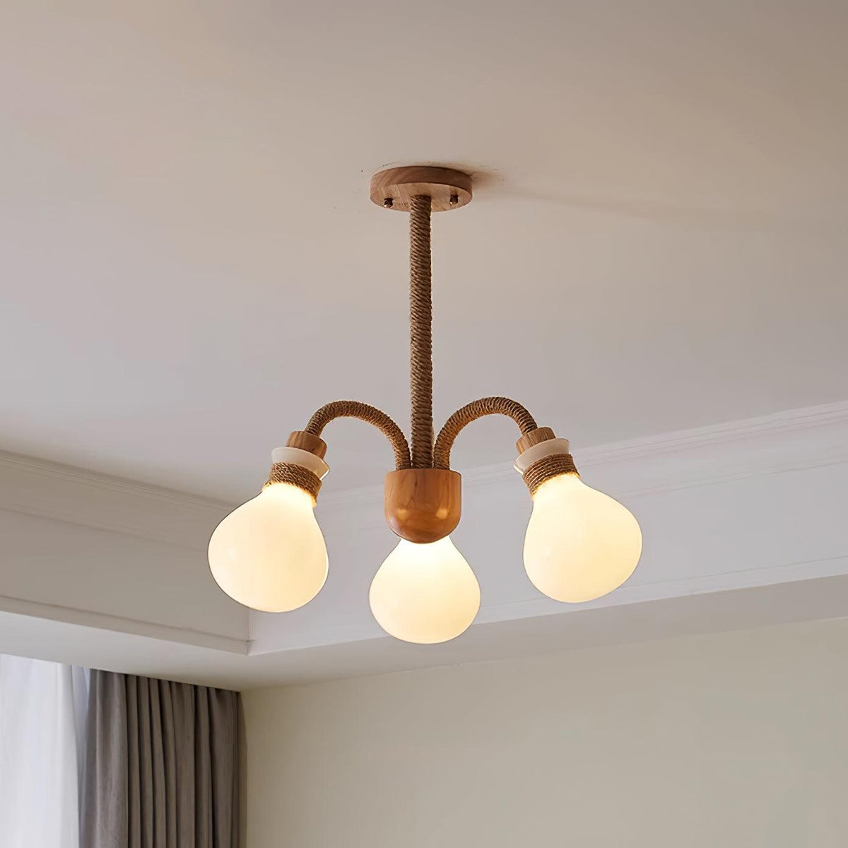 Okai Wood  Hemp Rope Chandelier